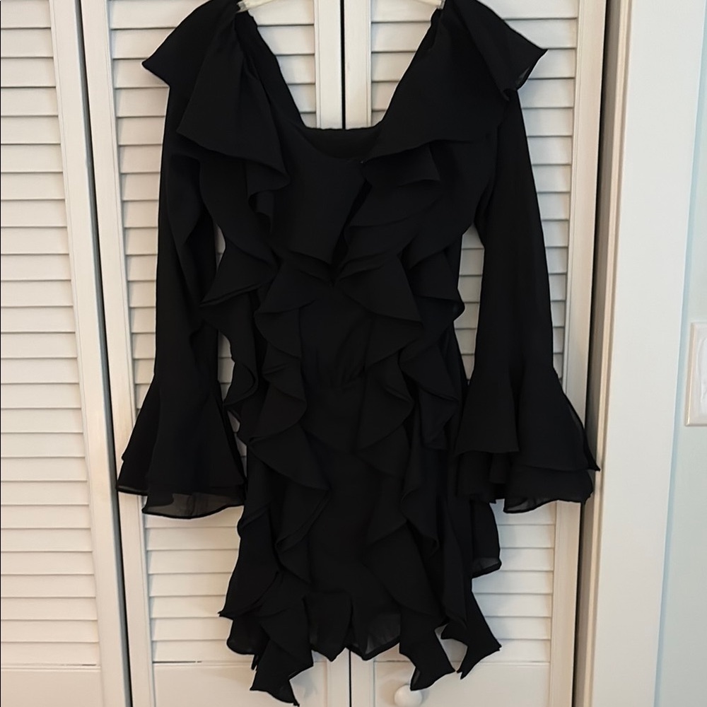 C/MEO Collective Black Bell Sleeve Bodycon Jumpsuit